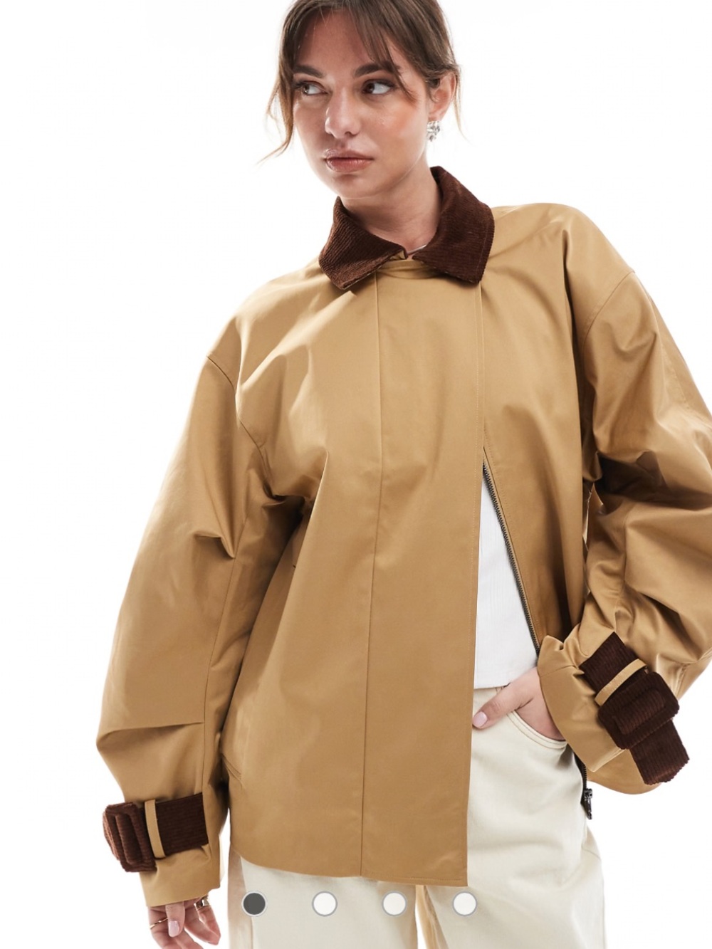NWT ASOS DESIGN Cord Cuff and Collar Short Trench Coat L